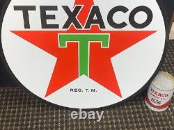 Panneau en porcelaine double face de grande taille (24 pouces) pour l'essence/huile moteur Texaco