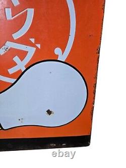 Panneau en porcelaine japonais vintage double face Mazda ampoule 24 x 15