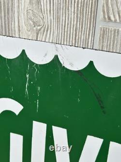 Panneau en porcelaine lourd recto-verso Vintage 1952 S & H Green Stamps 20x28