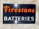 Panneau En Porcelaine Vintage Firestone Batteries Avec Rebord Original Rare Brillant