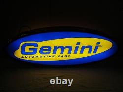 Panneau lumineux double face suspendu Vintage GEMINI AUTOMOTIVE CARE GOODYEAR