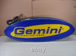 Panneau lumineux double face suspendu Vintage GEMINI AUTOMOTIVE CARE GOODYEAR