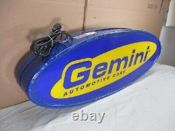 Panneau lumineux double face suspendu Vintage GEMINI AUTOMOTIVE CARE GOODYEAR