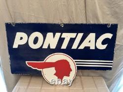 Panneau publicitaire Pontiac en émail de porcelaine double face 32 x 20
