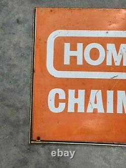 Panneau publicitaire d'origine Homelite pour tronçonneuse à double face sur support rack