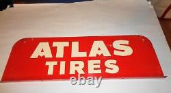 Panneau publicitaire de station-service en métal à double face avec flange pour pneus Atlas originaux.