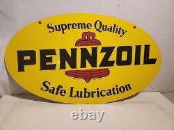 Panneau publicitaire double face Pennzoil de 40 ans Allen Morrison 10-86 état NOS