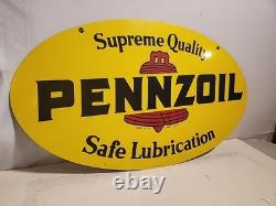 Panneau publicitaire double face Pennzoil de 40 ans Allen Morrison 10-86 état NOS