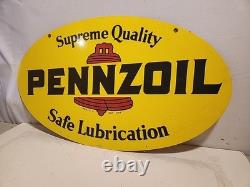 Panneau publicitaire double face Pennzoil de 40 ans Allen Morrison 10-86 état NOS