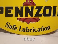 Panneau publicitaire double face Pennzoil de 40 ans Allen Morrison 10-86 état NOS