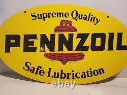 Panneau publicitaire double face Pennzoil de 40 ans Allen Morrison 10-86 état NOS