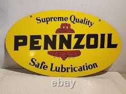 Panneau publicitaire double face Pennzoil de 40 ans Allen Morrison 10-86 état NOS