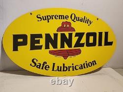 Panneau publicitaire double face Pennzoil de 40 ans Allen Morrison 10-86 état NOS