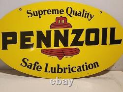 Panneau publicitaire double face Pennzoil de 40 ans Allen Morrison 10-86 état NOS