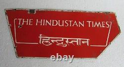 Panneau publicitaire en émail de porcelaine à double face : Ancienne annonce du Hindustan Times.