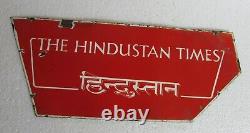 Panneau publicitaire en émail de porcelaine à double face : Ancienne annonce du Hindustan Times.