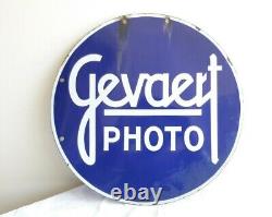 Panneau publicitaire en émail double face en étain et porcelaine Gevaert Photo Film E5