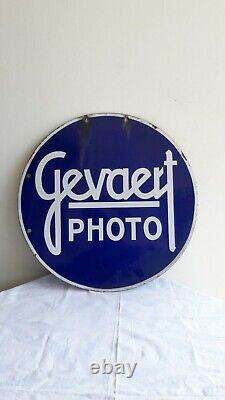 Panneau publicitaire en émail double face en étain et porcelaine Gevaert Photo Film E5