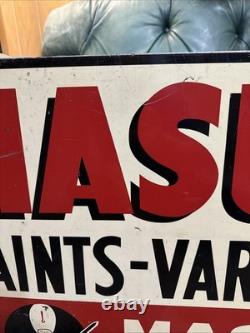 Panneau publicitaire en peinture Masury recto verso rare