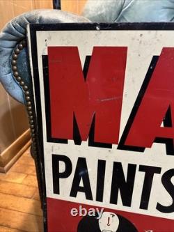 Panneau publicitaire en peinture Masury recto verso rare