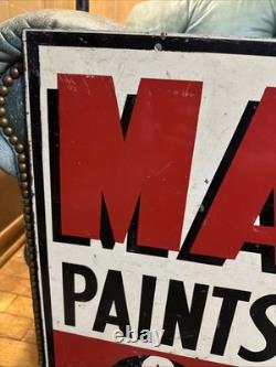 Panneau publicitaire en peinture Masury recto verso rare