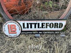 Panneau publicitaire en porcelaine vintage à double face des Frères Littleford sur la route de l'asphalte noir