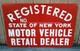 Panneau Recto Verso Vintage D&rsquo;&Eacute;tat De New York Pour Concessionnaire De V&eacute;hicules Automobiles D&rsquo;occasion Enregistr&eacute;, Essence Et Huile