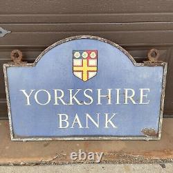 Panneau suspendu double face en émail porcelaine de la Yorkshire Bank
