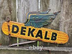 Panneau tournant Dekalb Double Face En Métal Ancien Authentique Original corn volant