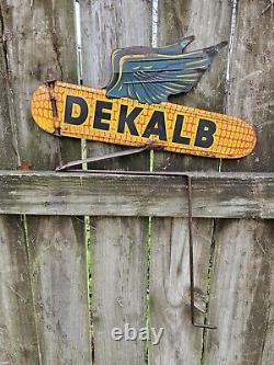 Panneau tournant Dekalb Double Face En Métal Ancien Authentique Original corn volant