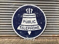 Panneaux De Téléphone Public Vintage En Métal À Double Face Bell Phone Co. Large 18