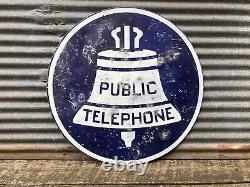 Panneaux De Téléphone Public Vintage En Métal À Double Face Bell Phone Co. Large 18