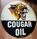 "panonceau Double Face En émail Lourd De 48 Pouces Avec Motif De Tigre Et Inscription 'cougar Oil'"