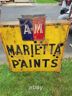 Peintures Originales Vintage Marrietta Porcelaine Double Face Neon Panneau 43 X 43 X 9