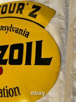 Pennzoil Un-circulated Vintage No. 241 Double Sided Metal Sign Dated A-m 10-59 Pennzoil Un-circulated Vintage No.