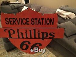 Phillips 66 Grands Service Station Double Face En Porcelaine Connexion