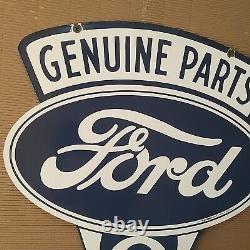 Pièces Ford Authentique V8 Émail Publicité Double Panneau Latéral 35,5 X 28 Pouces