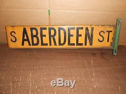 Plaque De Rue En Porcelaine Vintage Chicago Double Au Sud De La Rue Aberdeen