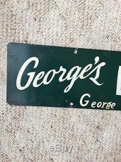 Plaque Originale En Métal Double Face De George's Delicatessen Deli, Années 1940