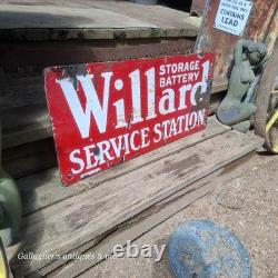 Plaque de service de batterie Willard en porcelaine rare double face antique 1917 #2