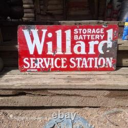 Plaque de service de batterie Willard en porcelaine rare double face antique 1917 #2
