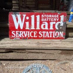 Plaque de service de batterie Willard en porcelaine rare double face antique 1917 #2