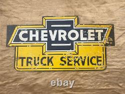 Plaque émaillée Chevrolet en porcelaine, dimensions 36x18 pouces, double face.