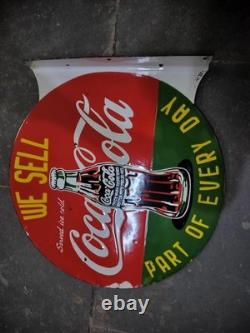 Plaque émaillée Coca-Cola en porcelaine 18 x 18 pouces double face avec rebord
