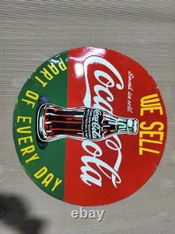 Plaque émaillée Coca-Cola en porcelaine 30 x 30 pouces double face