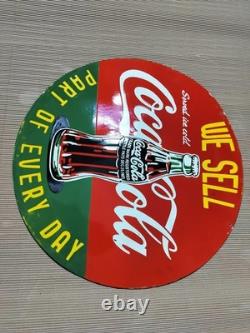 Plaque émaillée Coca-Cola en porcelaine 30 x 30 pouces double face