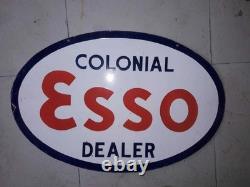 Plaque émaillée Esso en porcelaine, taille 36 x 24 pouces, double face