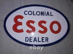 Plaque émaillée Esso en porcelaine, taille 36 x 24 pouces, double face