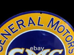 Plaque émaillée GMC en porcelaine, taille 30 x 30 pouces, recto verso