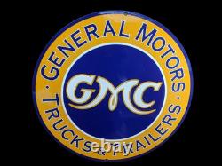 Plaque émaillée GMC en porcelaine, taille 30 x 30 pouces, recto verso